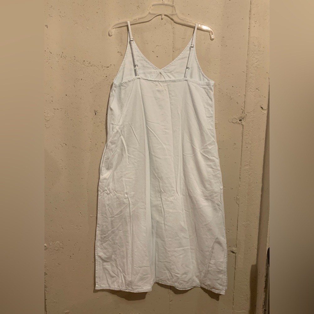 Pact Organic Cotton Midi Dress Spaghetti Strap Blue Size Large Sleeveless V Neck - Picture 6 of 8